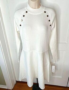 BCX Career Sweater Dress Long Sleeve Off-White  NWT Size Large